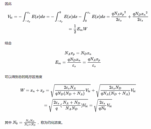 耗盡區(qū)寬度計算公式